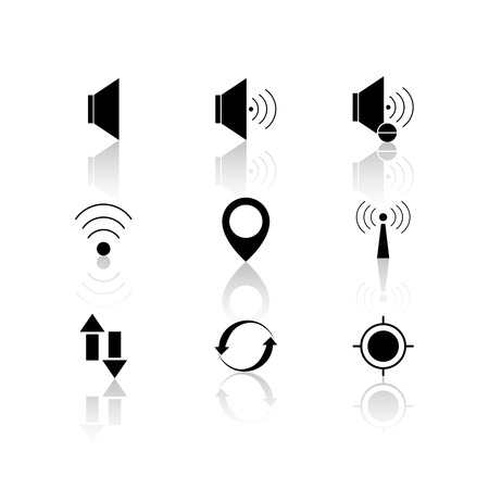Contact black voice set icons reflectionのイラスト素材