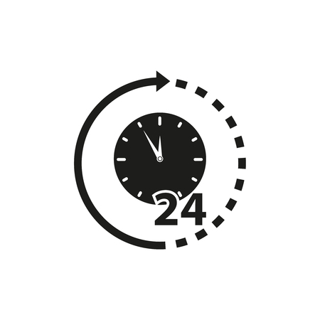 Clock non stop support icons isolated on plain background.のイラスト素材