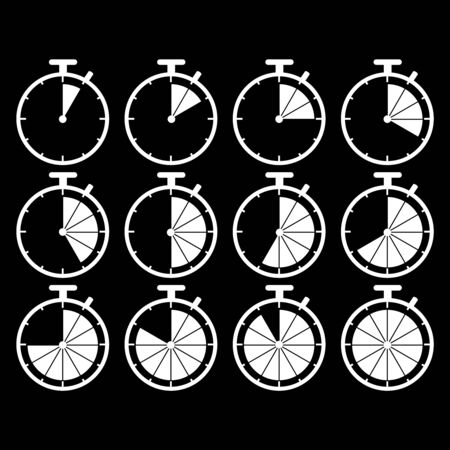 Set of stopwatch time icons blackのイラスト素材