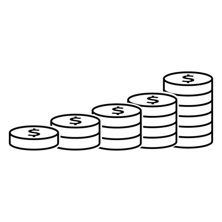 Heaps pile of coins icons on white backgroundのイラスト素材