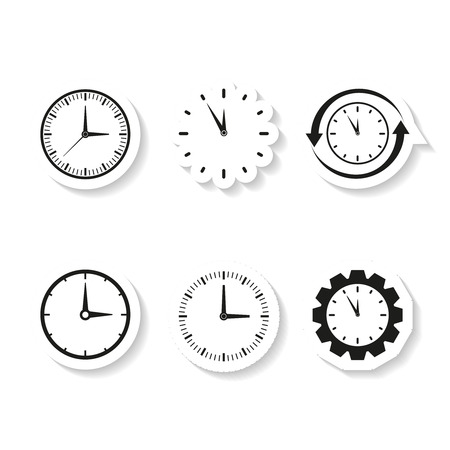 Work time clocks set sticker iconsのイラスト素材
