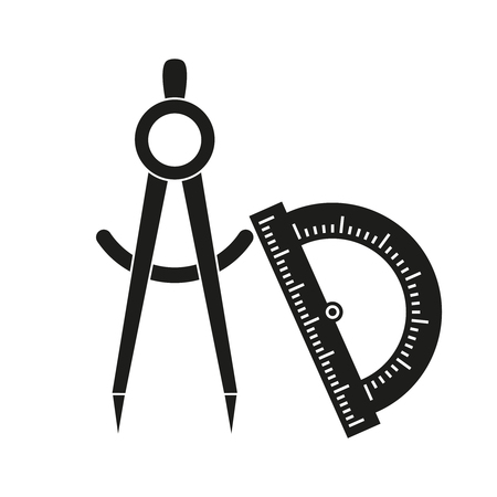 Divider and protractor black icons on the white backgroundのイラスト素材