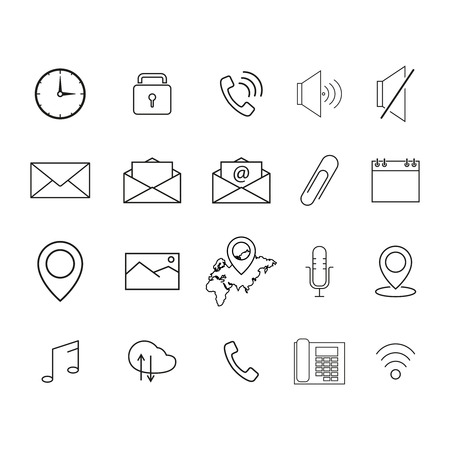 Set of interface line icons isolated on plain backgroundのイラスト素材