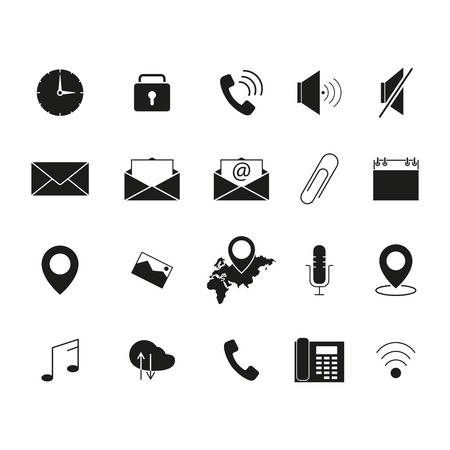Set of interface line b lack iconsのイラスト素材