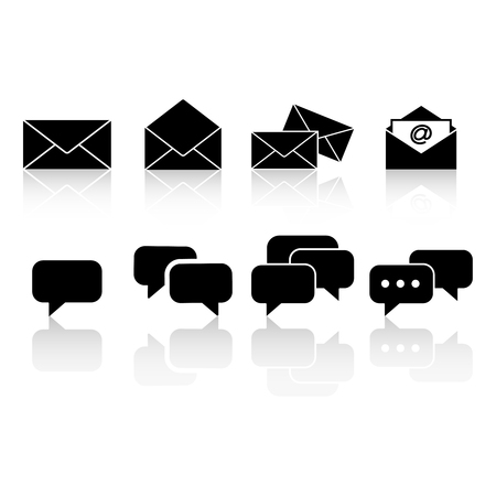 Set communication reflection icons on white background.のイラスト素材