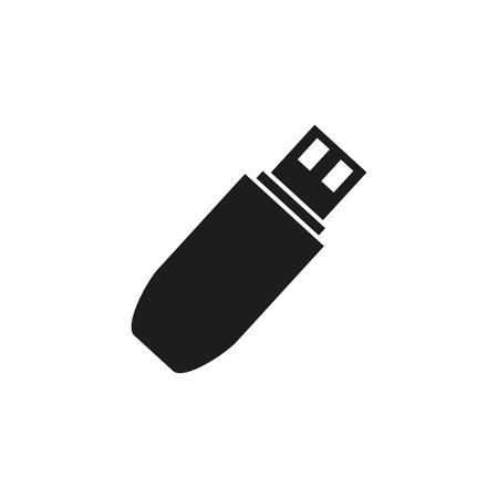 Flash drive of black icon on the white backgroundのイラスト素材