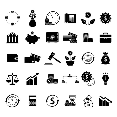Set of finance balance black iconsのイラスト素材