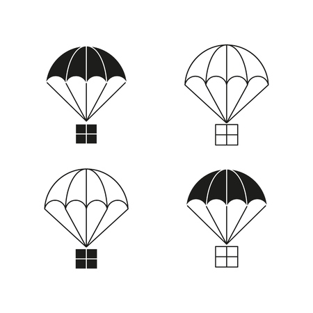 Parachutes with cargo iconsのイラスト素材