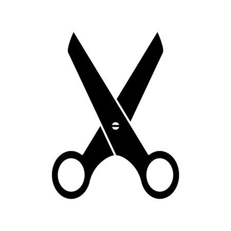 Scissors of icon school work cut dividing black on the white backgroundのイラスト素材