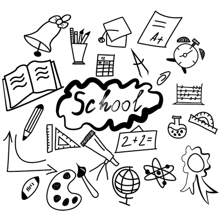 Set of back to the school icons black on the white backgroundのイラスト素材