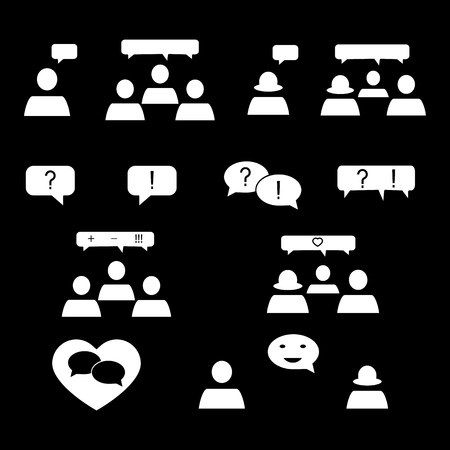 Set of talking in the chat icons on the black backgroundのイラスト素材