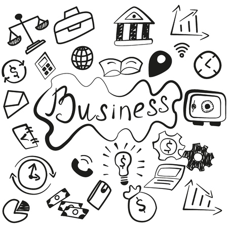 Set business handmade finance icons on the white backgroundのイラスト素材