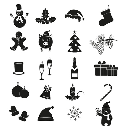 Set merry Christmas and New Year iconsの写真素材