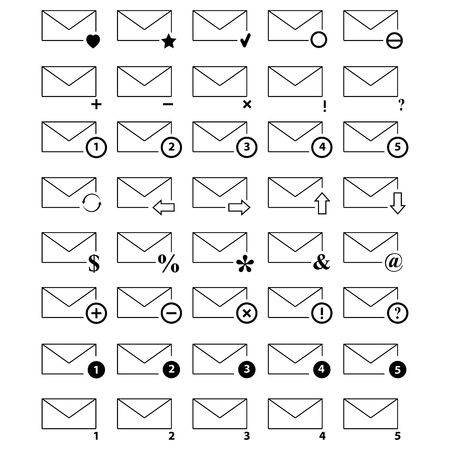 Set of envelopes icons email contact us on the white backgroundのイラスト素材
