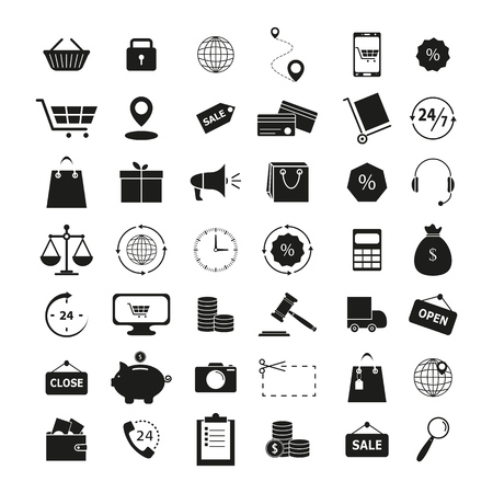 Set of shopping 42 icons on the white backgroundのイラスト素材