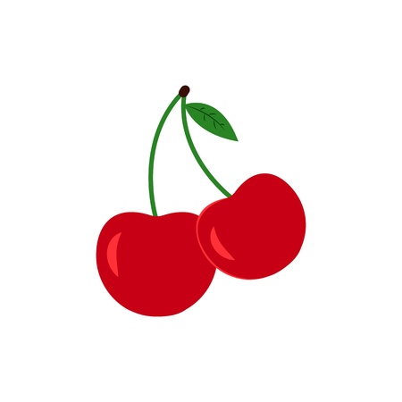 A few of cherry icons on the white backgroundのイラスト素材