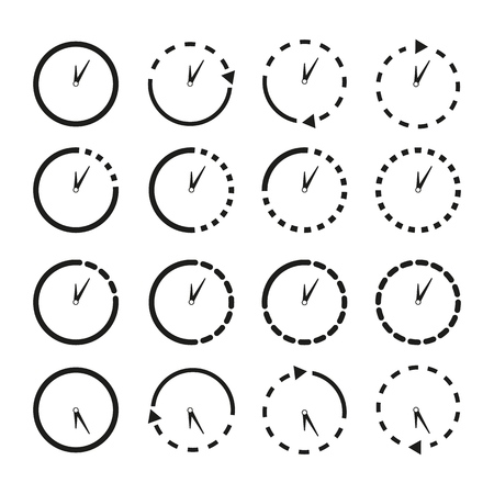Set of Non stop icons clocks on the white backgroundのイラスト素材