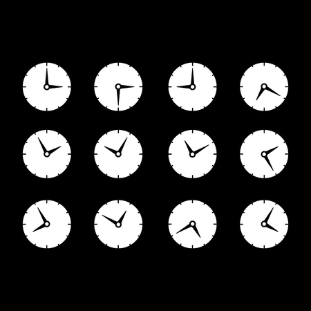 Set of times clocks icons on the white background