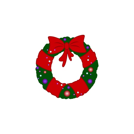 A New Year wreath with bow icons on the white backgroundのイラスト素材