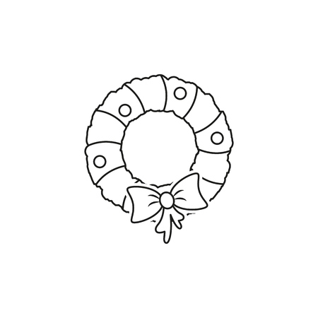 A New Year wreath with bow icons on backgroundのイラスト素材
