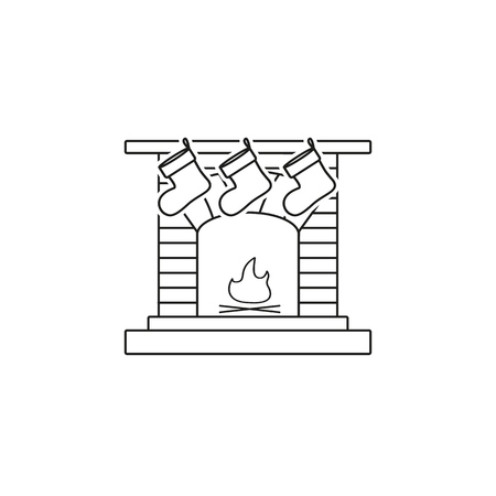 A fireplace,hearth,chimney,mantelpiece icon on the white backgroundのイラスト素材