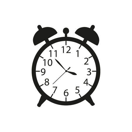Alarm a clock icon in black ware up on the white backgroundのイラスト素材