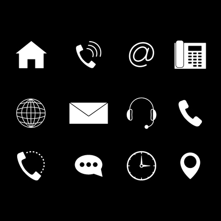 Contact to us icons set of whiteのイラスト素材