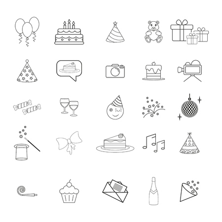 Set ot birthday party hapy day iconsのイラスト素材
