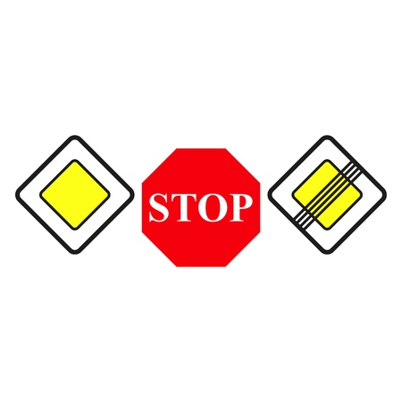 Set main road signs icons the stop on the white backgroundのイラスト素材