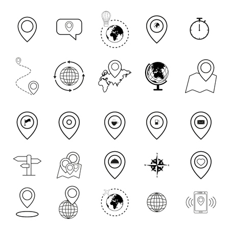 Set of map icons of pin pointerのイラスト素材