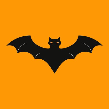 Bat of icon halloween on the orrange backgroundのイラスト素材