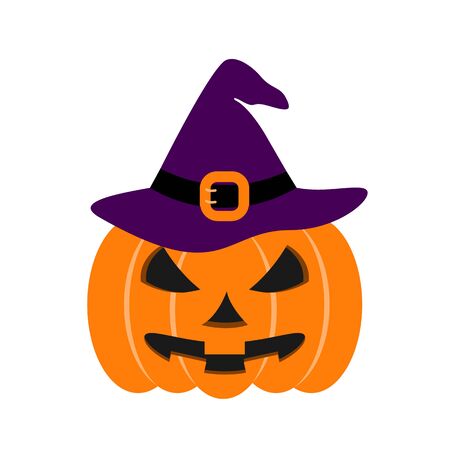 Pumpkin of icon Halloween color the evil on the white backgroundのイラスト素材
