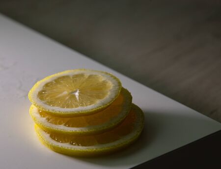 lemon slices on backgroundの写真素材
