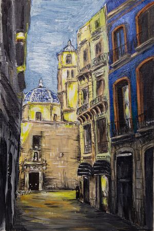 old street in Alicante Spainの写真素材