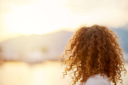 Red head Woman looking aheadの写真素材