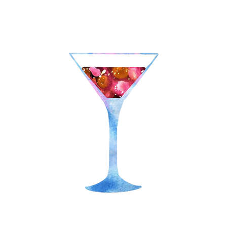 Watercolor illustration of a cocktail glass.Glass. Print for party, t - shirts.の写真素材