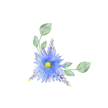 Greeting composition. Watercolor flowers and greenery. Postcards for the holiday.の写真素材