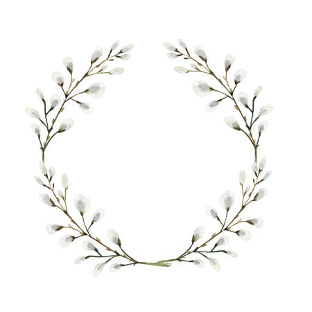 Watercolor Easter wreath. Illustration on an isolated white background.の写真素材
