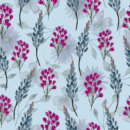 Seamless floral pattern. Watercolor background with flowers. Colorful flowers. Illustration for...