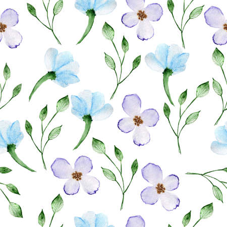 Seamless floral pattern. Watercolor background with flowers. Colorful flowers. Illustration for fabric and wrapping paper.の写真素材