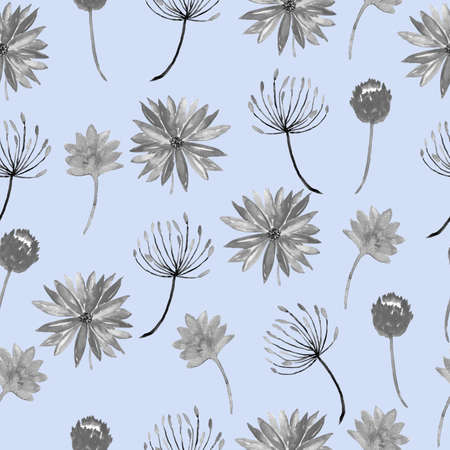 Seamless floral pattern. Watercolor background with flowers. Colorful flowers. Illustration for fabric and wrapping paper.の写真素材