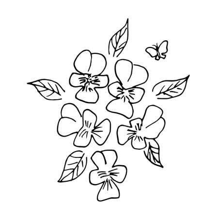 Hand drawn vector illustration of blooming flower. Logo design element for summer collection.のイラスト素材