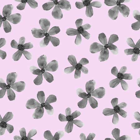 Seamless pattern with flowers and leaves. Hand-drawn . Floral pattern for wallpaper or fabric. Flowers and leaves. Texture background.の写真素材
