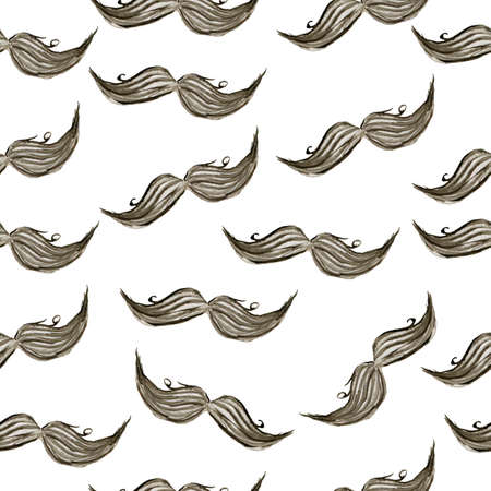 Watercolor seamless background illustration of a pirate set with a mustache. An illustration for printing. Print for a T-shirt. A sample for a party. Decor for a childrens holiday.の写真素材