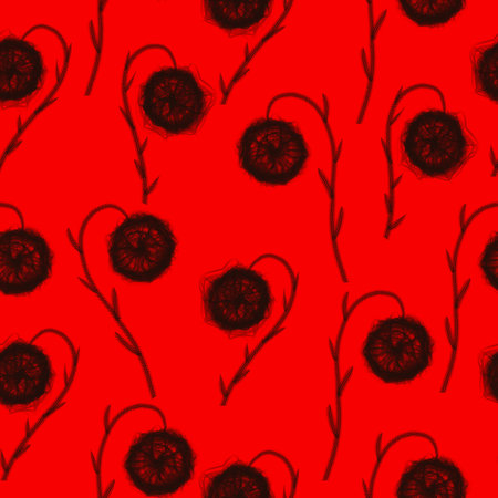 Seamless pattern with flowers. Illustration for a holiday, a party and invitations. Decoration for the interior. Printing for a T-shirt. Halloween party.の写真素材