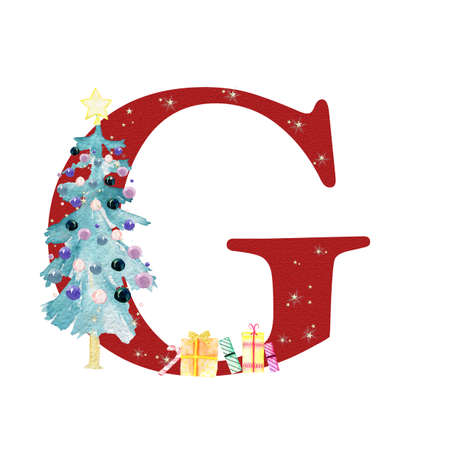 Christmas Alphabet. Illustration for postcards. Print for printing. Design for invitations. Festive drawing.の写真素材