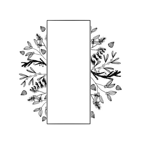 Vector Holiday frame. Illustration for invitation cards. Merry Christmas design for congratulations.のイラスト素材