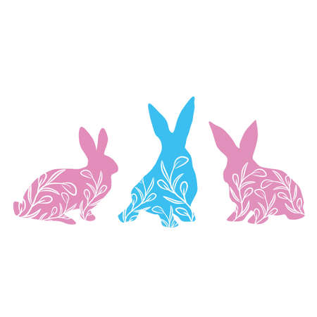 Vector Easter bunny. Template for printing. Illustration for design. Festive drawing for design.のイラスト素材