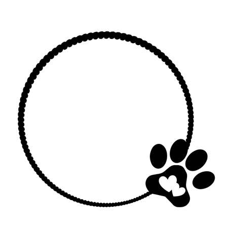 Animal love symbol paw print with heart, isolated vector. Love with pet footprint. Funny vector. Good for posters, textiles, gifts, t shirts.のイラスト素材