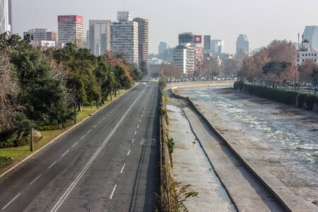 Santiago, Chile - July 05, 2011: Street view to Santiago Center in Santiago the Chile.のeditorial素材